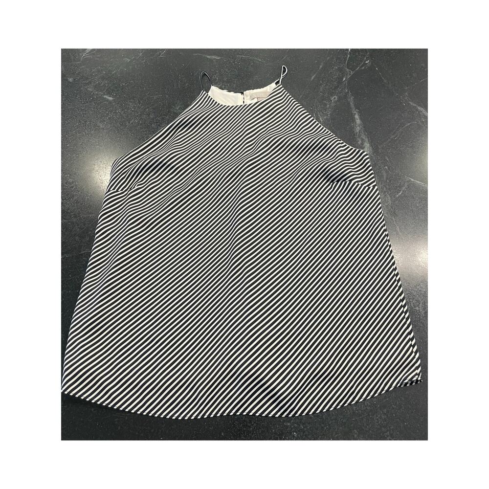 H&M black and whie stripe silky racerback dressy tank top Med